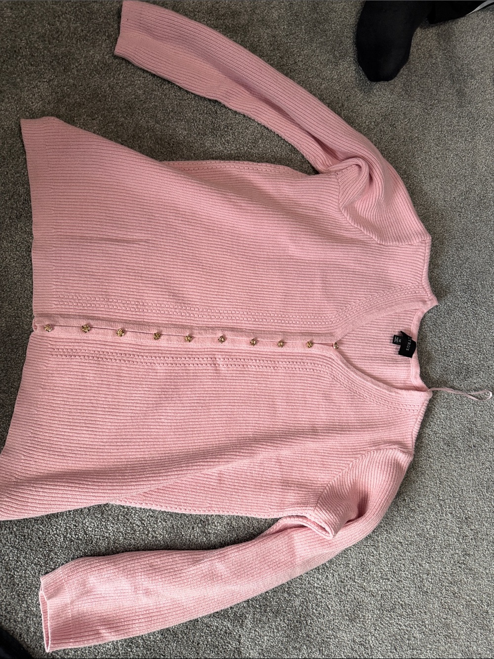 Cyrus Pink Ribbed Button-Front Cardigan